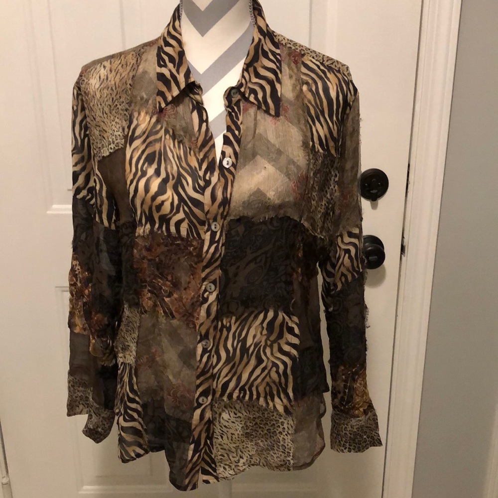 Chico’s Animal Patchwork Print Blouse